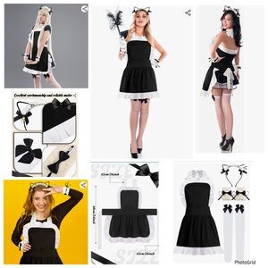 Newcotte black French maid 4-piece Halloween costume NEW